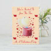 愛のハート型の炎の赤キャンドルバレンタイン 招待状 (スタンド正面)