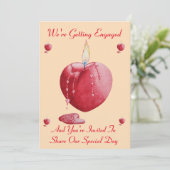 愛のハート型キャンドルエンゲージメントの招待 招待状 (スタンド正面)