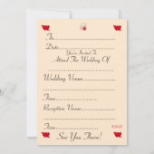 愛のハート形の炎の赤い結婚ろうそく 招待状 (裏面)