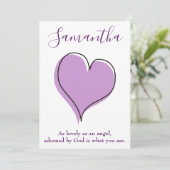 愛のハート紫と白の引用文 招待状 (スタンド正面)