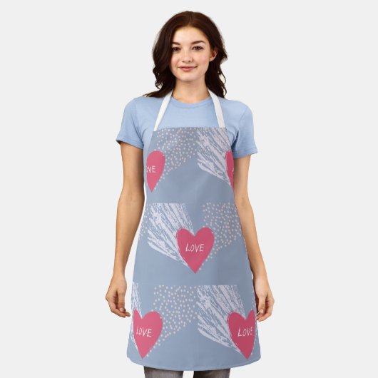 愛のハート エプロン (着用した状態)