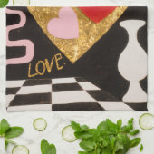 愛のハート キッチンタオル (折り畳み)