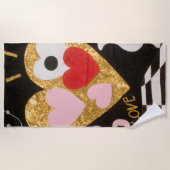 愛のハート ビーチタオル (正面)