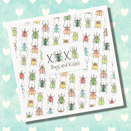 愛のバグとキスXOXOバレンタインデー スタンダードカクテルナプキン