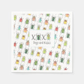 愛のバグとキスXOXOバレンタインデー スタンダードカクテルナプキン (正面)