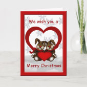 愛のバニー陽気なクリスマスの挨拶 シーズンカード (正面)