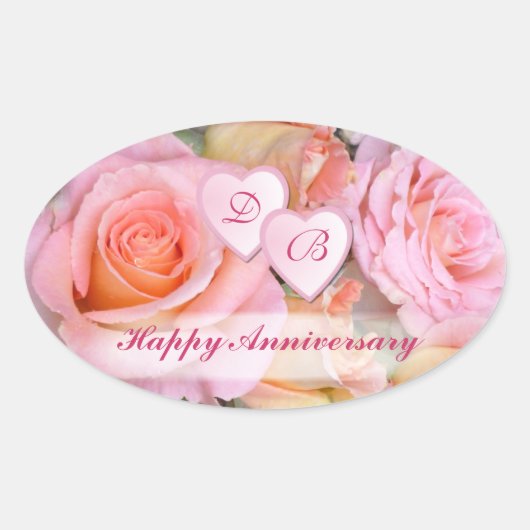 愛のバラ~アニバーサリースタンプ 楕円形シール (正面)