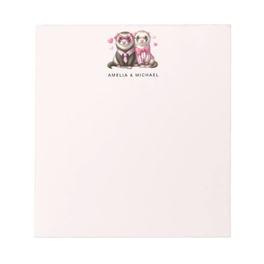 愛のバレンタインデーに可愛い夫婦 ノートパッド (正面)