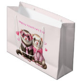 愛のバレンタインデーに可愛い夫婦 ラージペーパーバッグ (正面アングル)