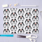 愛のバレンタインデー記念に登場するかわいいペンギン 薄葉紙 (クラフト)