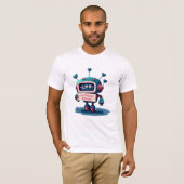 愛のバレンタインロボットメッセージTシャツ、可愛い Tシャツ (正面フル)