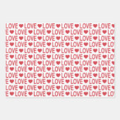 愛のパターン赤と白 ラッピングペーパーシート (正面2)