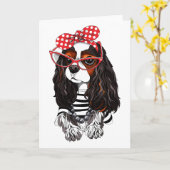 愛のパリからの無頓着なチャールズ王スパニエル犬 カード (黄色い花)