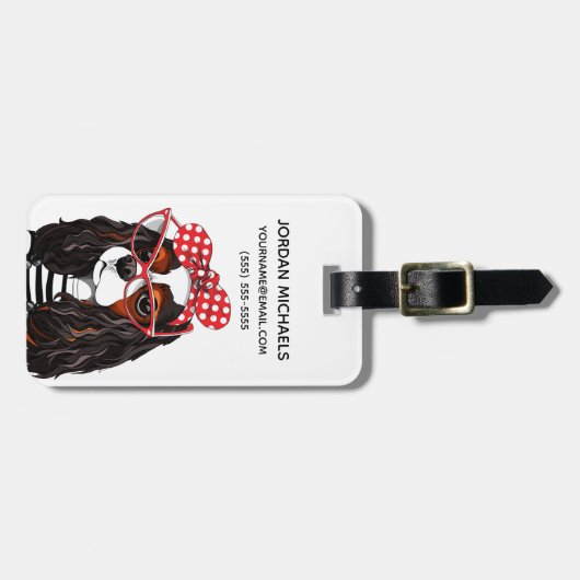 愛のパリからの無頓着なチャールズ王スパニエル犬 ラゲッジタグ (正面横)