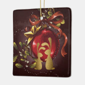 愛のパーソナライズされたクリスマスにゴールデン・バンニー セラミックオーナメント (左)