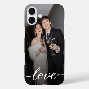 愛のパーソナライズされたスクリプトのカップルの写真 iPhone 16 PLUSケース