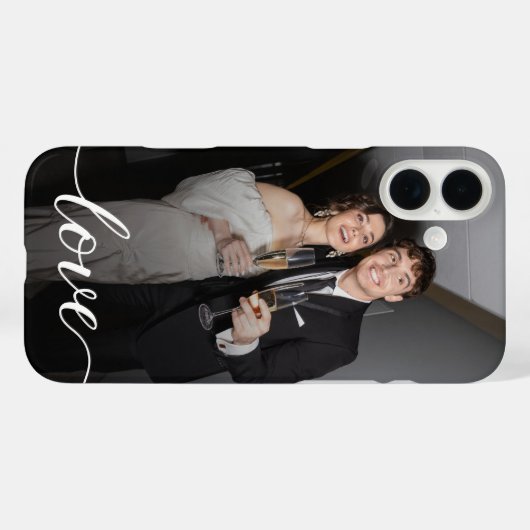 愛のパーソナライズされたスクリプトのカップルの写真 Case-Mate iPhoneケース (裏面 (横))