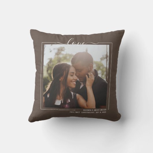 愛のパーソナライズされた写真と文字 クッション (裏面)