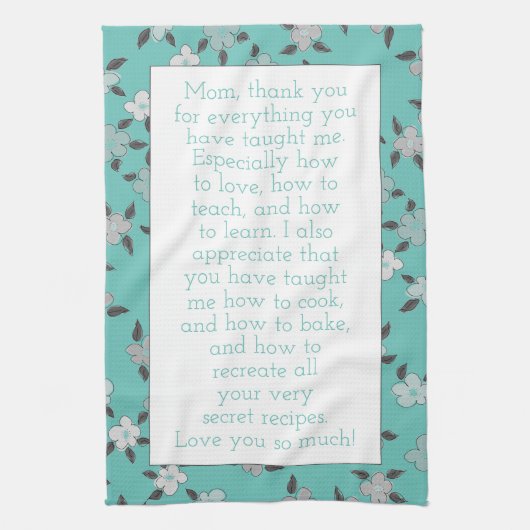 愛のパーソナライズされた言葉を持つ母のために キッチンタオル (縦)