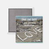 愛のビーチ日付を保存 マグネット (正面/裏面)