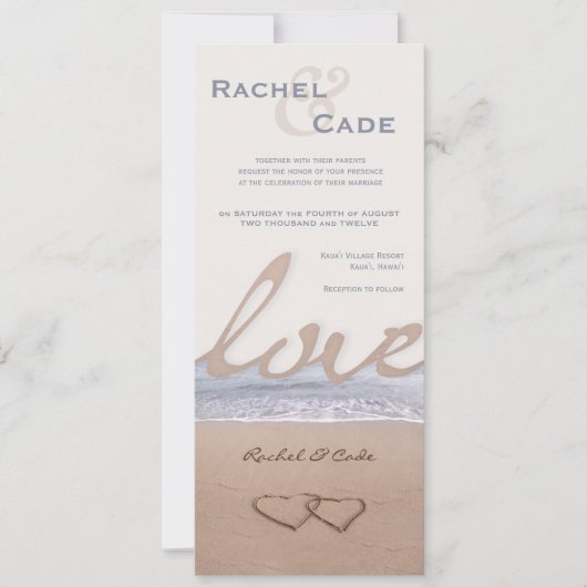 愛のビーチ結婚式招待状 招待状 (正面)