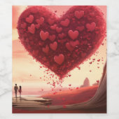 愛のビーチ：バレンタインワインラベル ワインラベル (シングルラベル)