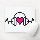 愛のビート |パルスとヘッドフォン付きピンクのハート マウスパッド (マウス)