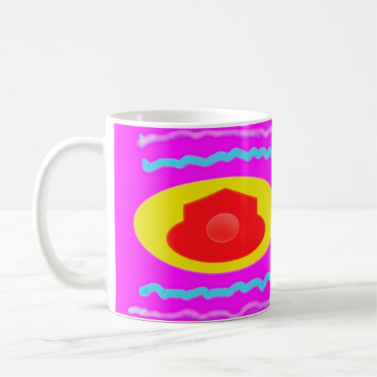 愛のピンクと青素晴らし色の黄色の家へようこそ コーヒーマグカップ (左)