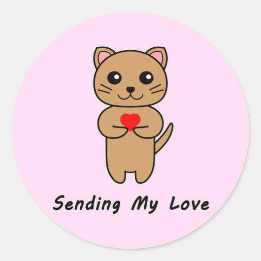 愛のピンク背景ステッカーの送信 ラウンドシール (正面)