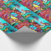 愛のピーコックス、赤アクアブルーグリーン ラッピングペーパー (角)