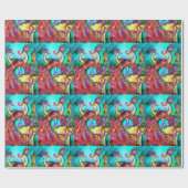 愛のピーコックス、赤アクアブルーグリーン ラッピングペーパー (フラット)