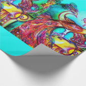 愛のピーコックス、赤アクアブルーグリーン ラッピングペーパー (角)