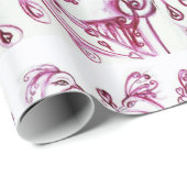 愛のピーコック，赤い紫色の白 ラッピングペーパー (ロールコーナー)