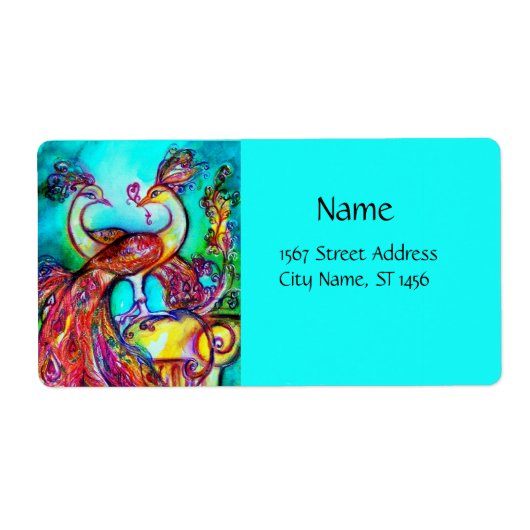 愛のピーコック,赤い青のターカーズグリーン ラベル (正面)