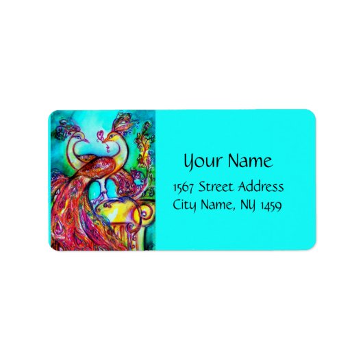 愛のピーコック，赤い青のターカーズグリーン ラベル (正面)