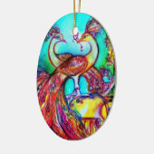 愛のピーコック/赤ルビー宝石,青ターコイズ セラミックオーナメント (左)