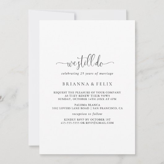 愛のファンシー台本まだ誓いの更新 招待状 (正面)