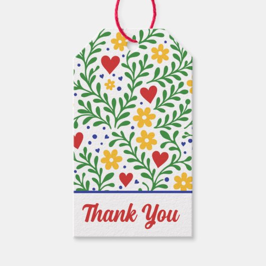 愛のフィエスタ 華やかな花柄の結婚式 ギフトタグ (正面)