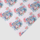 愛のフクロウが木の枝に座るパターン（の模様が）ある 薄葉紙 (詳細)