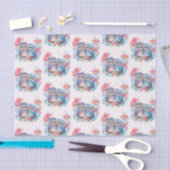 愛のフクロウが木の枝に座るパターン（の模様が）ある 薄葉紙 (クラフト)