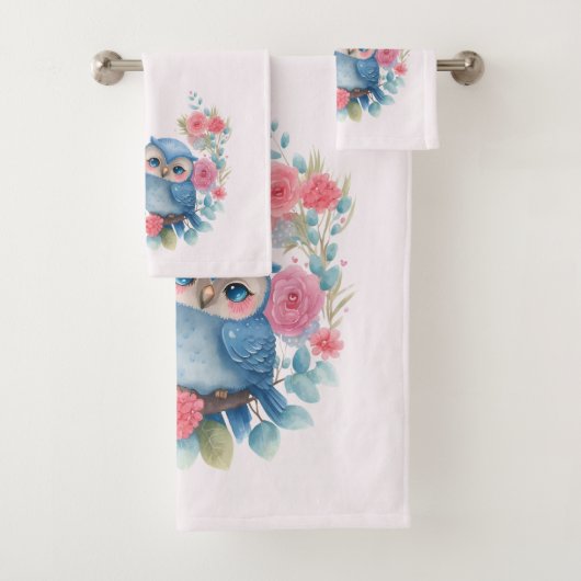愛のフクロウが木の枝に座る バスタオルセット (インサイチュ)