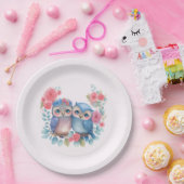 愛のフクロウが木の枝に座る ペーパープレート (パーティー)