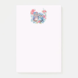 愛のフクロウが木の枝に座る ポストイット