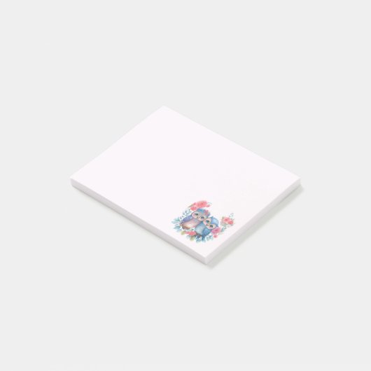 愛のフクロウが木の枝に座る ポストイット (アングル)