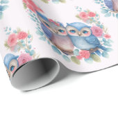 愛のフクロウが木の枝に座る ラッピングペーパー (ロールコーナー)