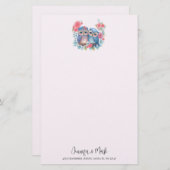 愛のフクロウが木の枝に座る 便箋 (正面/裏面)