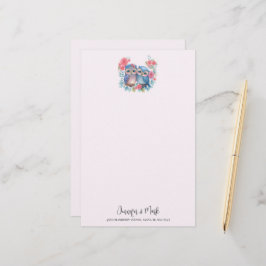 愛のフクロウが木の枝に座る 便箋