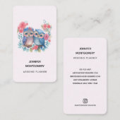 愛のフクロウが木の枝に座る 名刺 (正面/裏面)