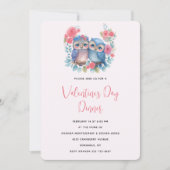 愛のフクロウズツリーブランチに座ってバレンタイン 招待状 (正面)