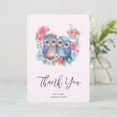 愛のフクロウ木の枝に座って感謝 サンキューカード (スタンド正面)